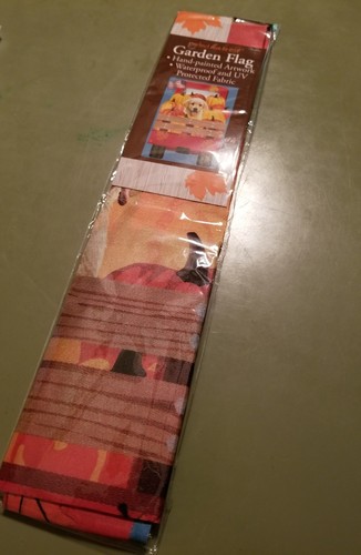 Fall Autumn Small Garden Flag Red Farm Truck, Pumpkins, Yellow Lab Puppy NEW