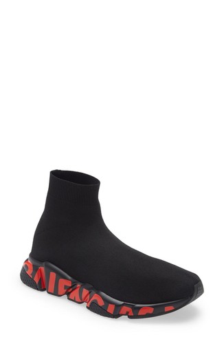 Мужские кроссовки Balenciaga Speed Lite Graffiti Sock, черные/красные, 42 евро