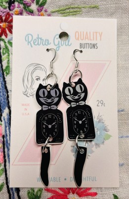 NWT Kit Cat Clock VINTAGE INSPIRED  Earrings Dangling