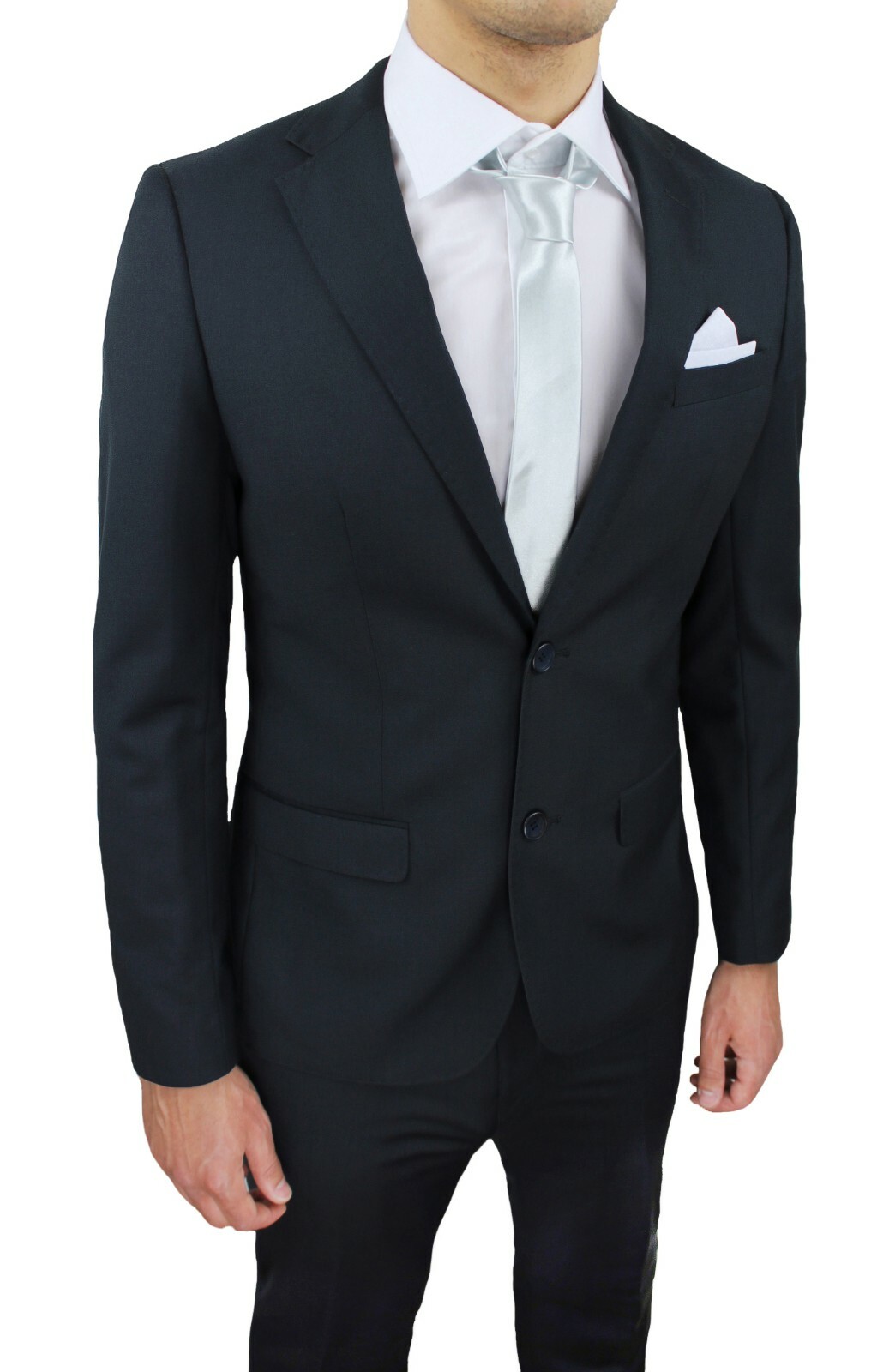 ABITO COMPLETO UOMO SARTORIALE CLASS NERO ELEGANTE VESTITO SMOKING INVERNALE