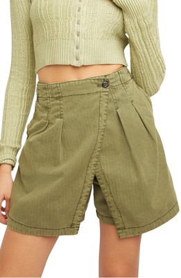 Free People Issa Cotton Mini Skort In Olive
