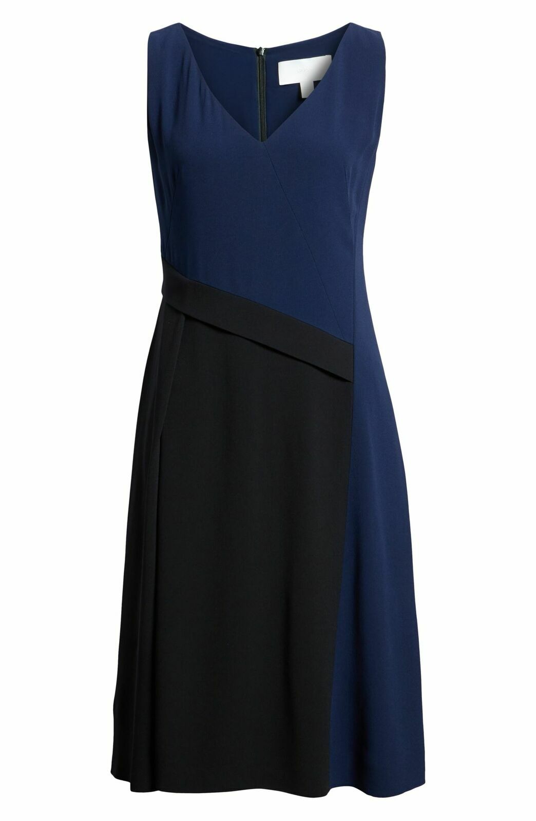 NWT Hugo Boss Demana V-neck A-Line Dress In Black/Blue Size