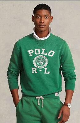 NWT Polo Ralph Lauren Green Polo RL TIGERS Athl Div Graphic Crewneck Sweatshirt