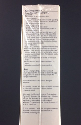 NOS Sealed Legacy Software Microsoft Graphics Studio Greetings 99 for Win 95, 98