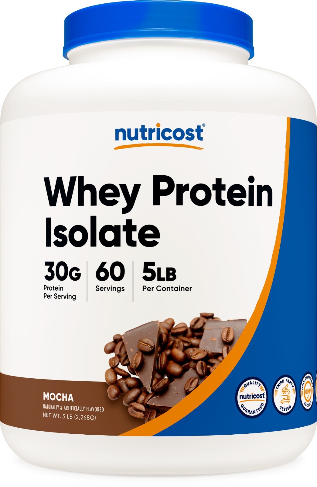 Изолят сывороточного протеина Nutricost (мокко) 5 фунтов - без ГМО, без глютена