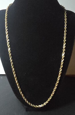 14k solid gold diamond cut rope chain, 22'' x 4m (W4P8)