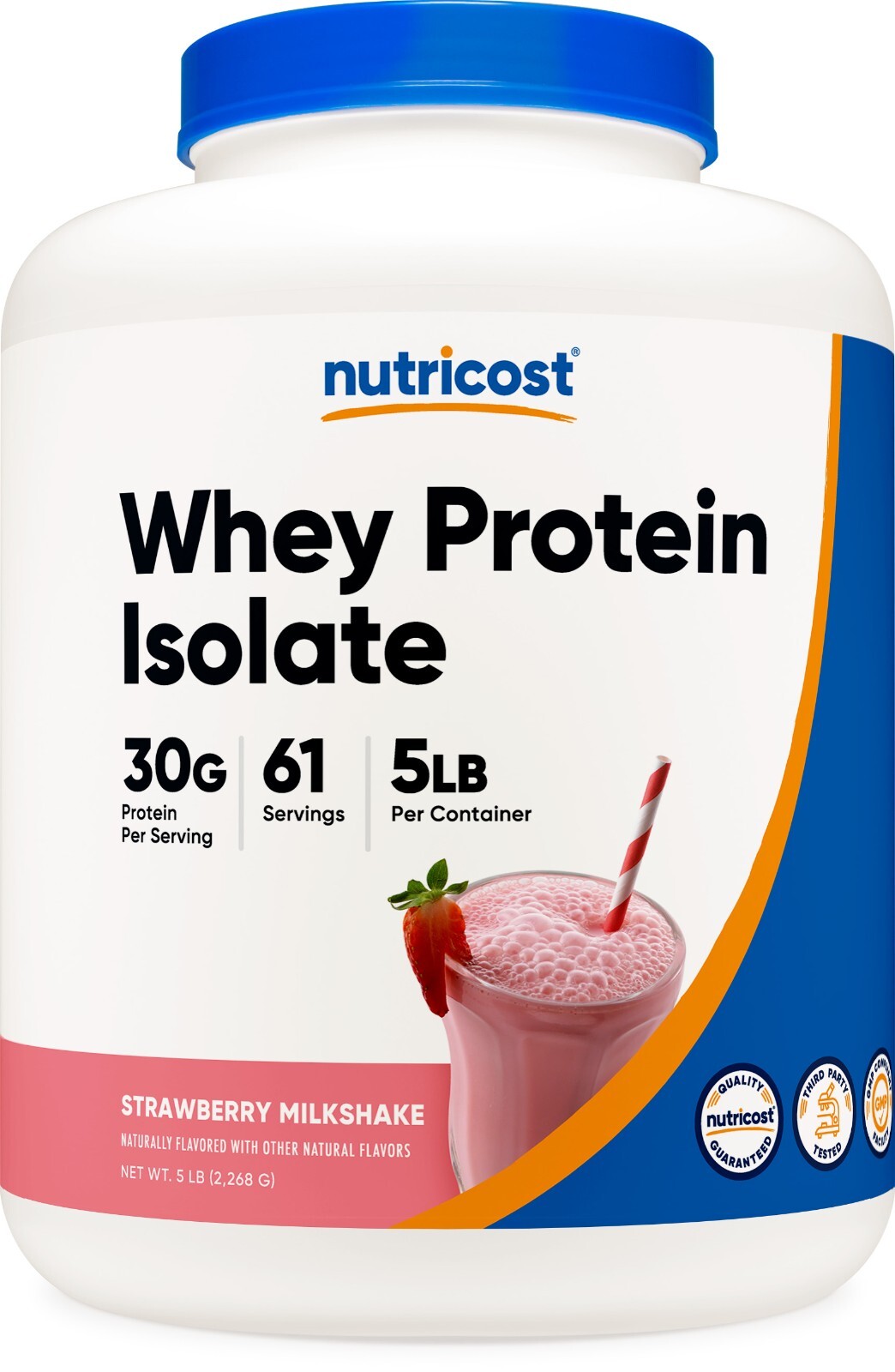 Изолят сывороточного протеина Nutricost (клубничный молочный коктейль) 5 фунтов