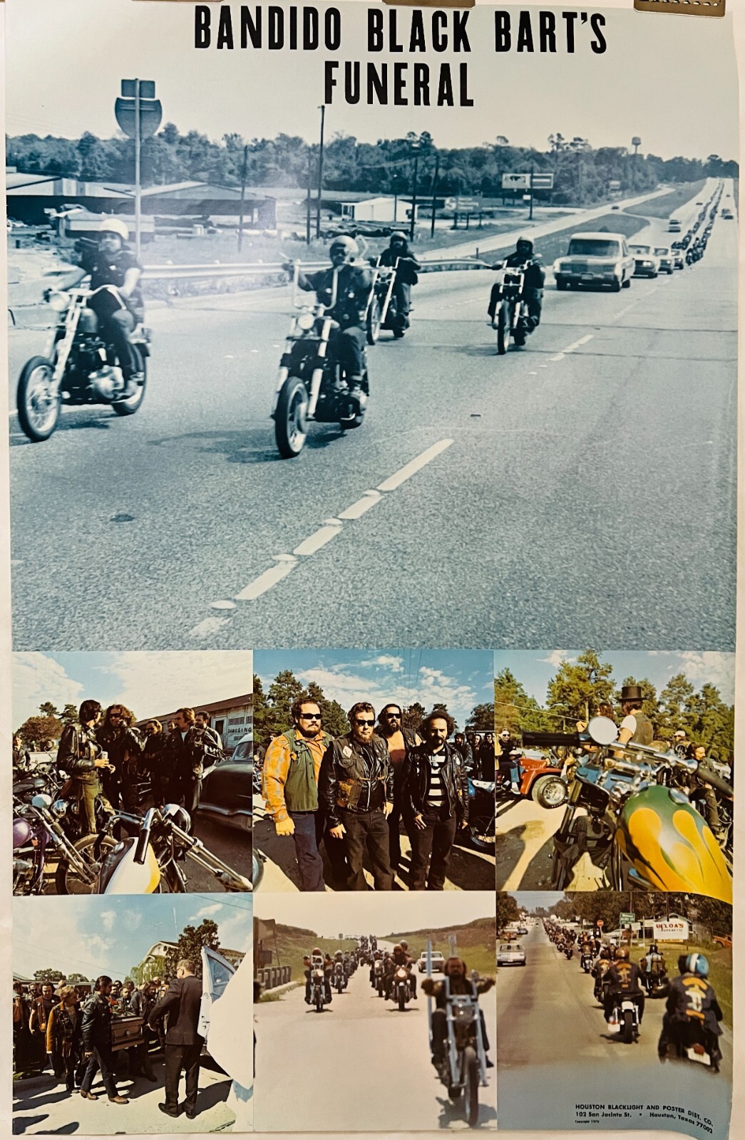コレクション Bandidos MC 1970 Houston Chopper Poster 1970 Black Bart's Bandidos Funeral MC Houston Poster Co 1