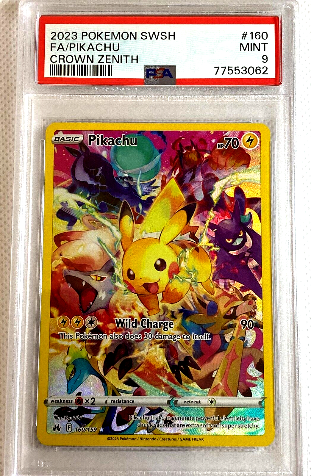 FULL ART POKÉMON TCG 2023 PIKACHU CROWN ZENITH PSA 9 MINT