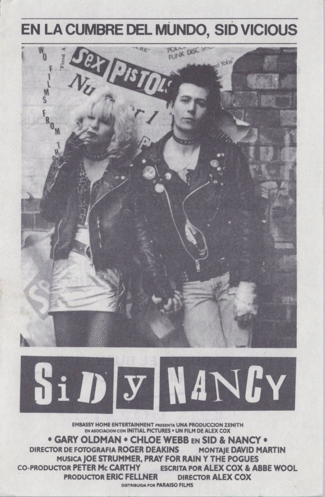 1986 SID AND NANCY Movie Spain Theater Promo Sheet 6