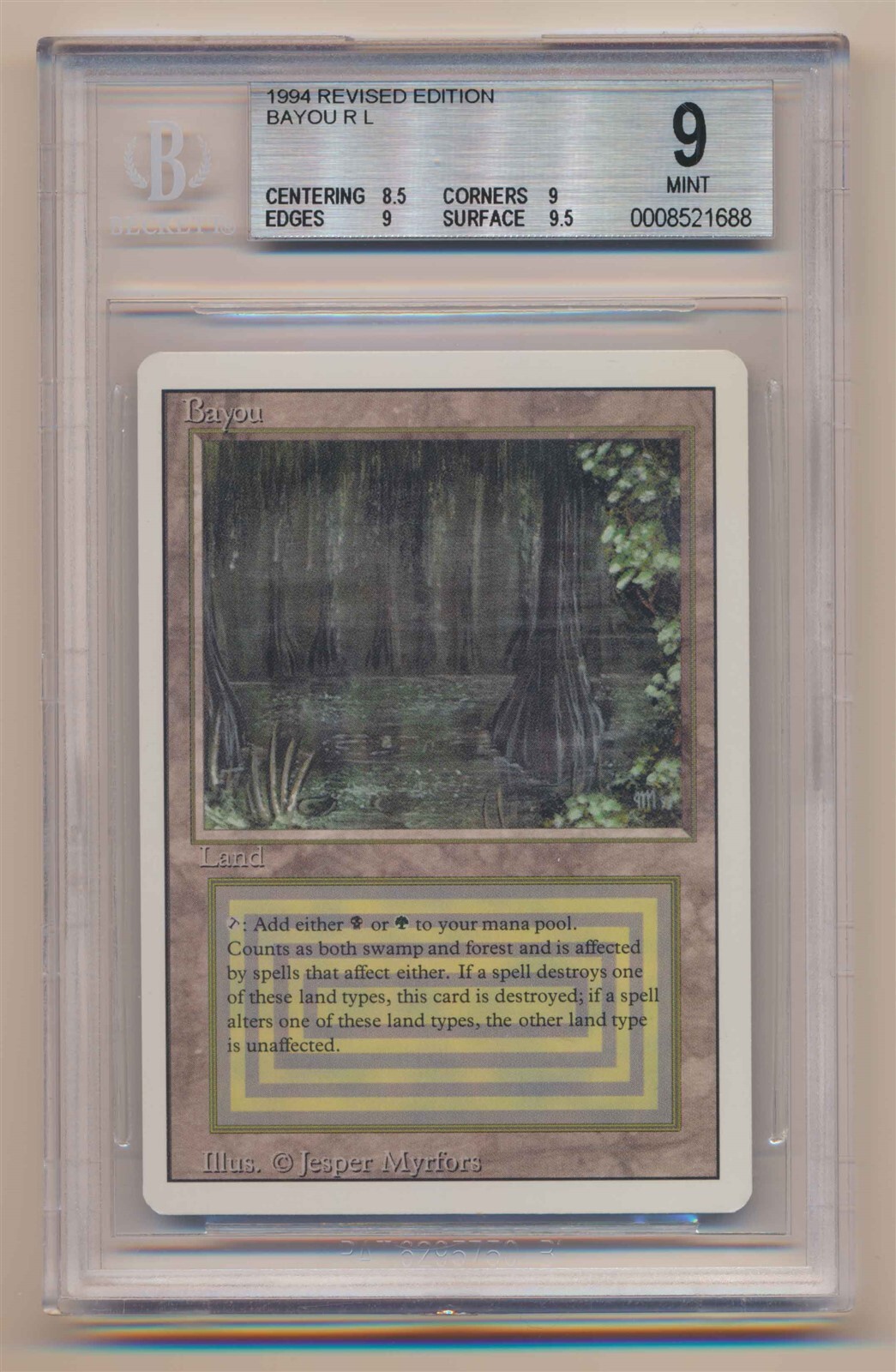 BGS 9 MTG Magic the Gathering Revised 3rd Edition Bayou MINT