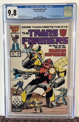 Transformers #19, CGC 9.8, White Pages, 1st Appearance Omega Supreme, Aug 1986