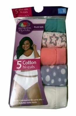 Fit for Me  by Fruit of the Loom  Women's Cotton HI-CUTS  5-Pack 100% Cotton