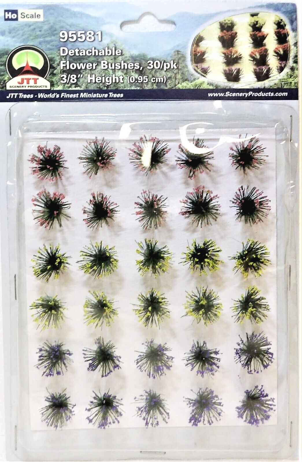 小物 bean HO Scale JTT Miniature Tree 95581 Detachable Flower Bushes 3