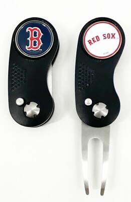 GOLF SWITCHBLADE Boston Red Sox DIVOT REPAIR TOOL + Ballmarker Black