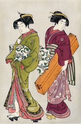 (あ817)まるでスカーフ柄のような琴の絵柄✨手描きアンティーク振袖㊗️③点セット $_1.JPG?set_id=880000500F