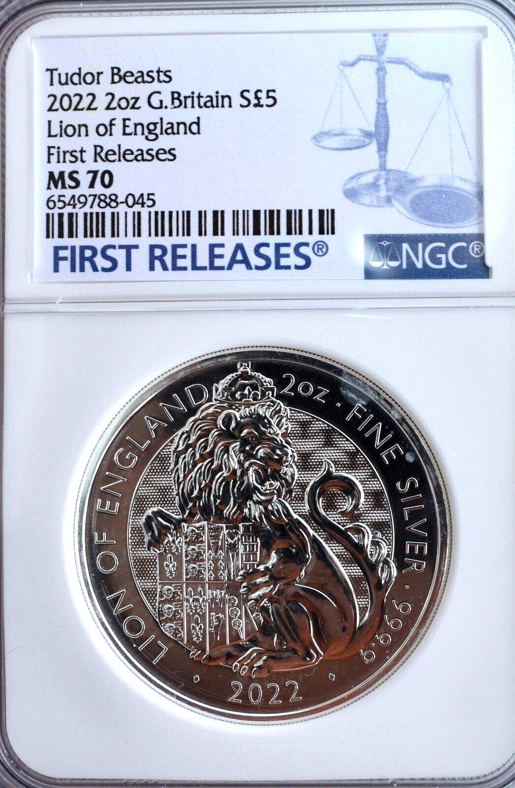 2022 Tudor Beast Silver Lion of England 2 oz £5 NGC MS70