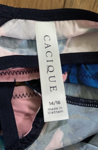 Plus Size 14/16 Lane Bryant Cacique Strappy Cage Back Tanga Lace Pink Navy Blue