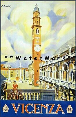 Vicenza 1947 Italy Vintage Poster Print Retro Style Italian Travel Art