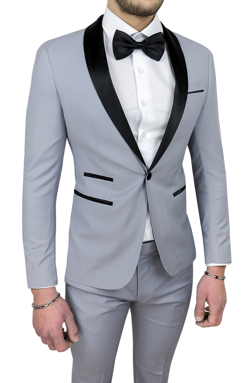 ABITO UOMO DIAMOND RASO GRIGIO SARTORIALE COMPLETO VESTITO ELEGANTE  CERIMONIA