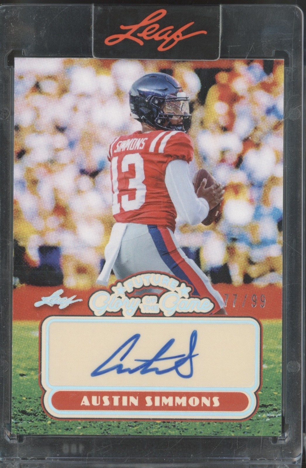 2025 Leaf Future Glory Of The Game Silver Austin Simmons Auto RC Rookie 77/99