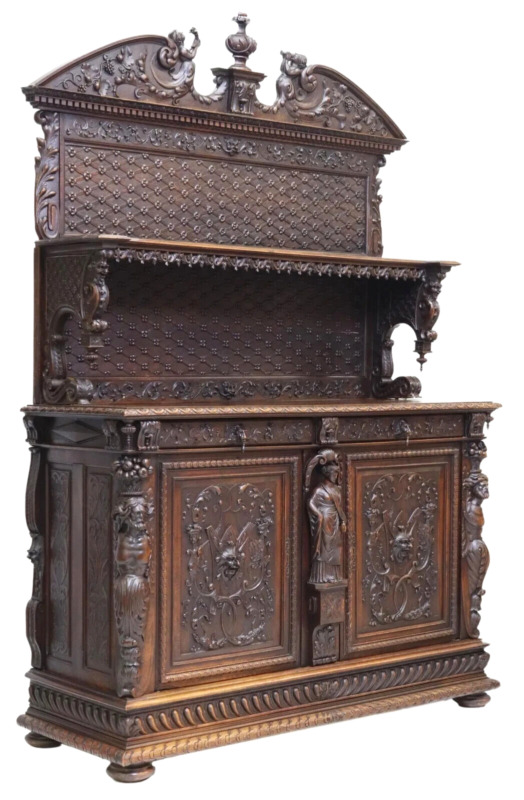 Antique Sideboard, French Renaissance Revival,  Carved, 19th C.,  1800s!!