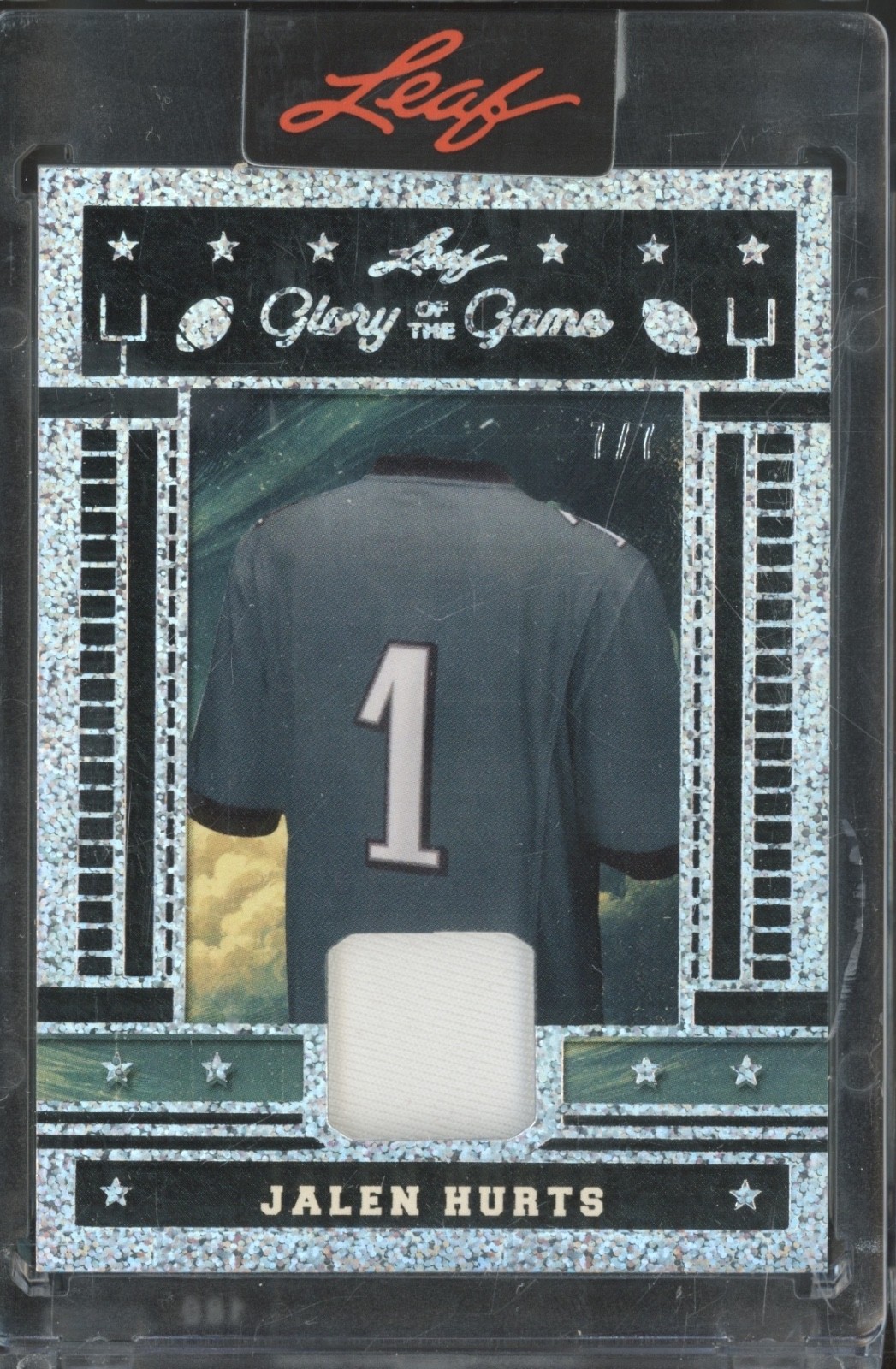 2025 Leaf Glory Of The Game Silver Sparkle Jalen Hurts Jersey 7/7