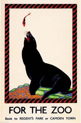 96437 London Regent's Park Zoo Seal Great England Decor Wall Print Poster
