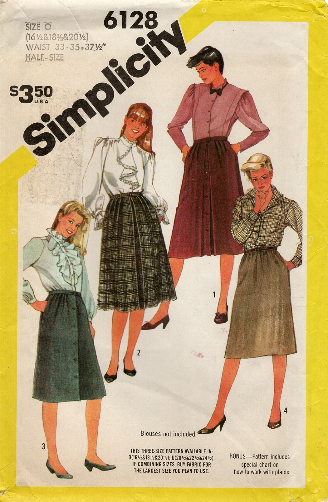 Simplicity 6128 Skirts Pleated to Waistband w Pockets