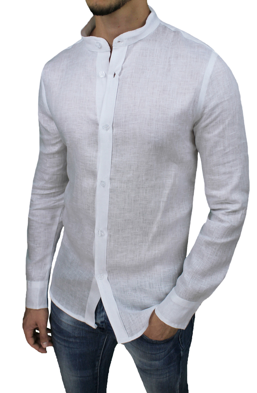 camicia lino bianca uomo