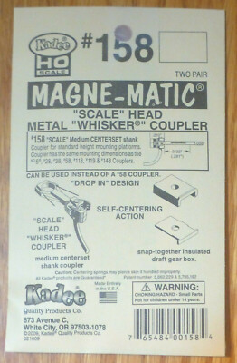 Kadee HO #158 Whisker(R) Scale Self-Centering Knuckle Couplers - Kit - Magne-Mat