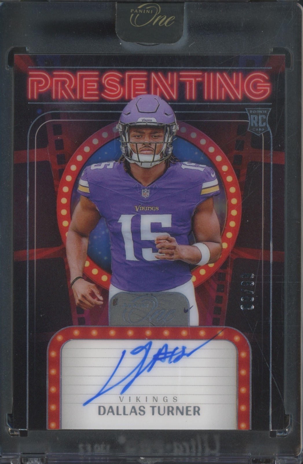 2024 Panini One Presenting #168 Dallas Turner 89/99 Auto Autograph RC Rookie