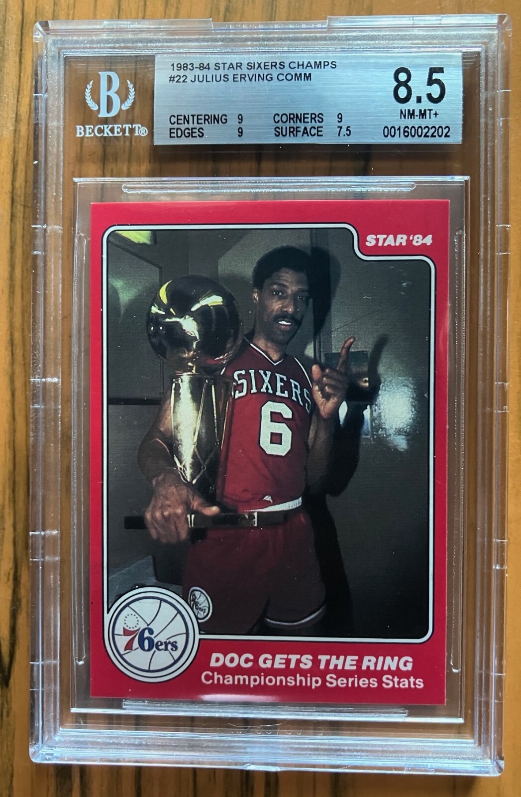 Julius Erving COMM Doc gets the Ring 1983-84 STAR SIXERS