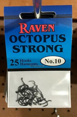 Raven Octopus  Hooks, One 25 Pack, Size #10