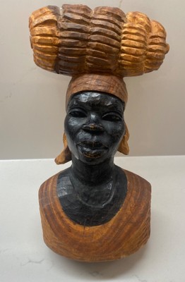 Estate Sale Authentic Lazarus Vintage Hand Carved Wood Jamaican Girl from 1950 s