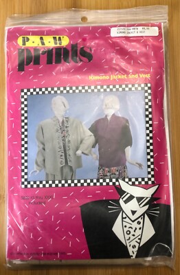Vintage 1995 P.A.W Prints Patterns Kimono Jacket & Vest Sz. XS-3XL All Sizes