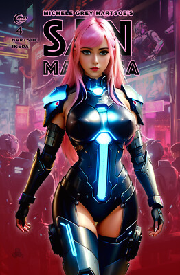 Michele  Hartsoe SYN MACHINA #4 -COVER C-SFW-RARE-cyberpunk ADULT COMIC SERIES