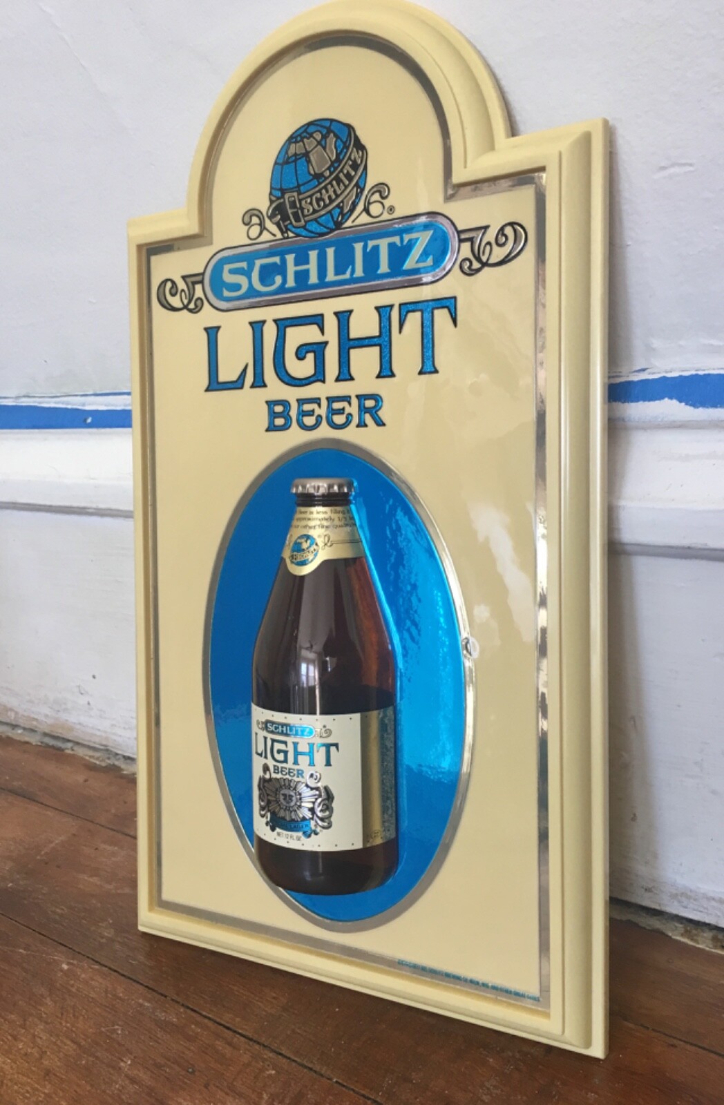 NOS New Old Stock Vtg Schlitz Light Beer Light Bottle Man Cave Bar Sign
