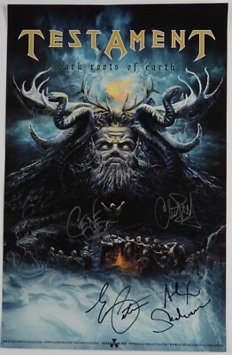 Testament Band Fully Signed JSA Autograph Poster Dark Roots