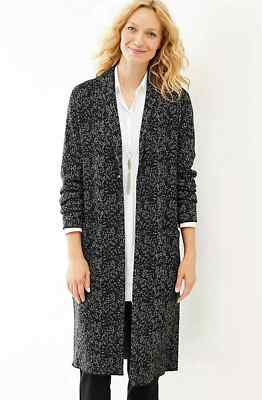 J JILL NEW BLACK HUDSON JAQUARD SWEATER COAT TOPPER 4X BEAUTIFUL - SAVE ANIMALS!