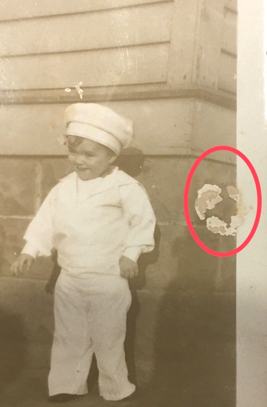 Vintage Little Boy Child White Sailor Sailor's Suit Snapshot Photo Photograph