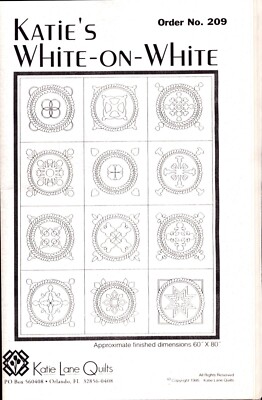 Katie's White On White Quilt Pattern 60'' x 80'' Finished Size
