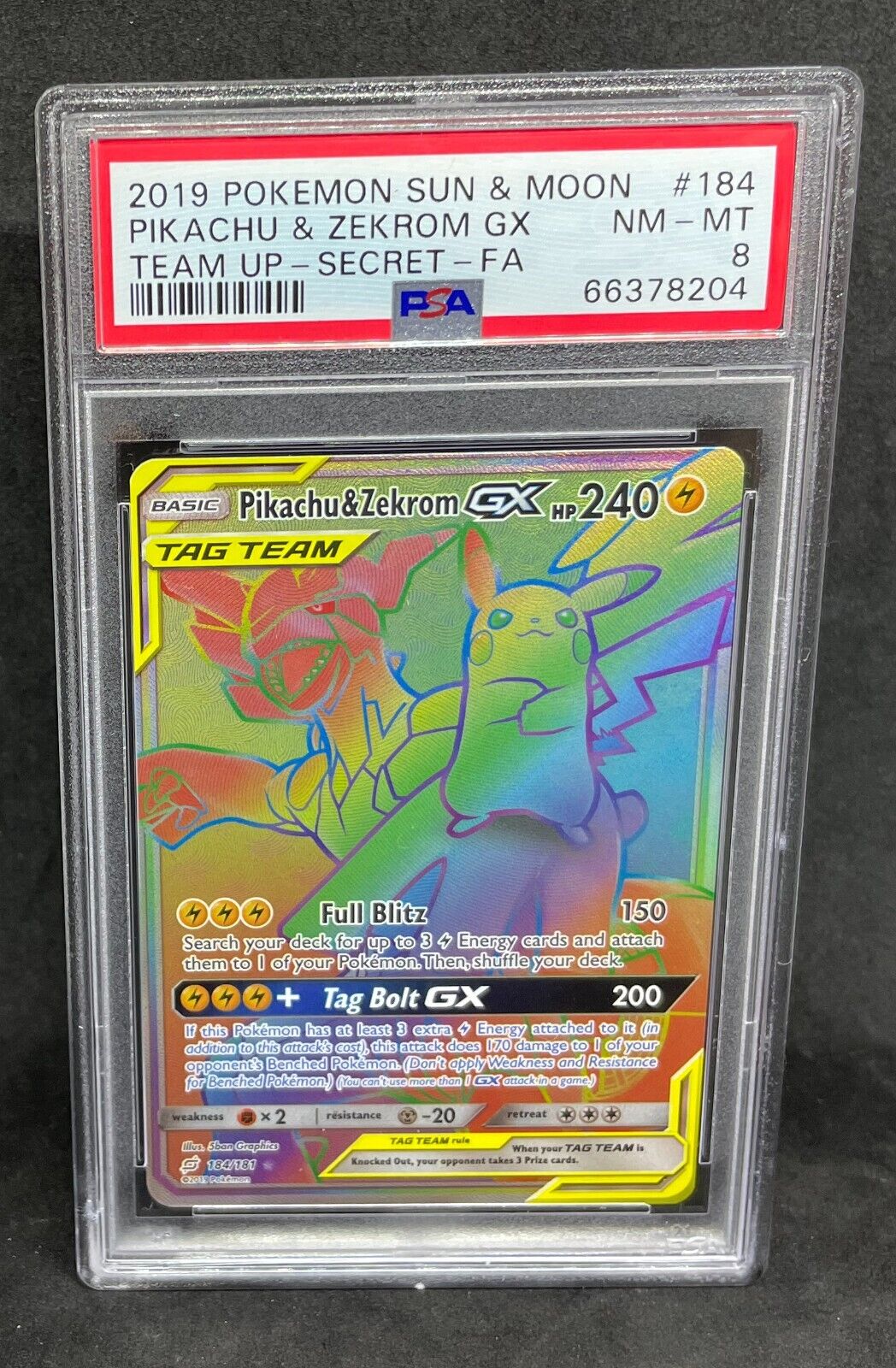 Pokemon Team Up Pikachu & Zekrom GX 184/181 Secret Rare Pokemon Team Up Pikachu & Zekrom GX 184/181 Secret Rare