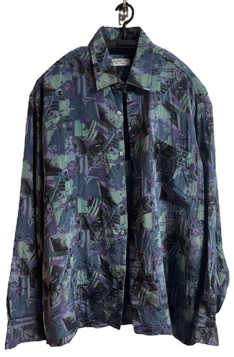 Vintage Christian Dior Seide Shirt 100% silk XXLarge Floral