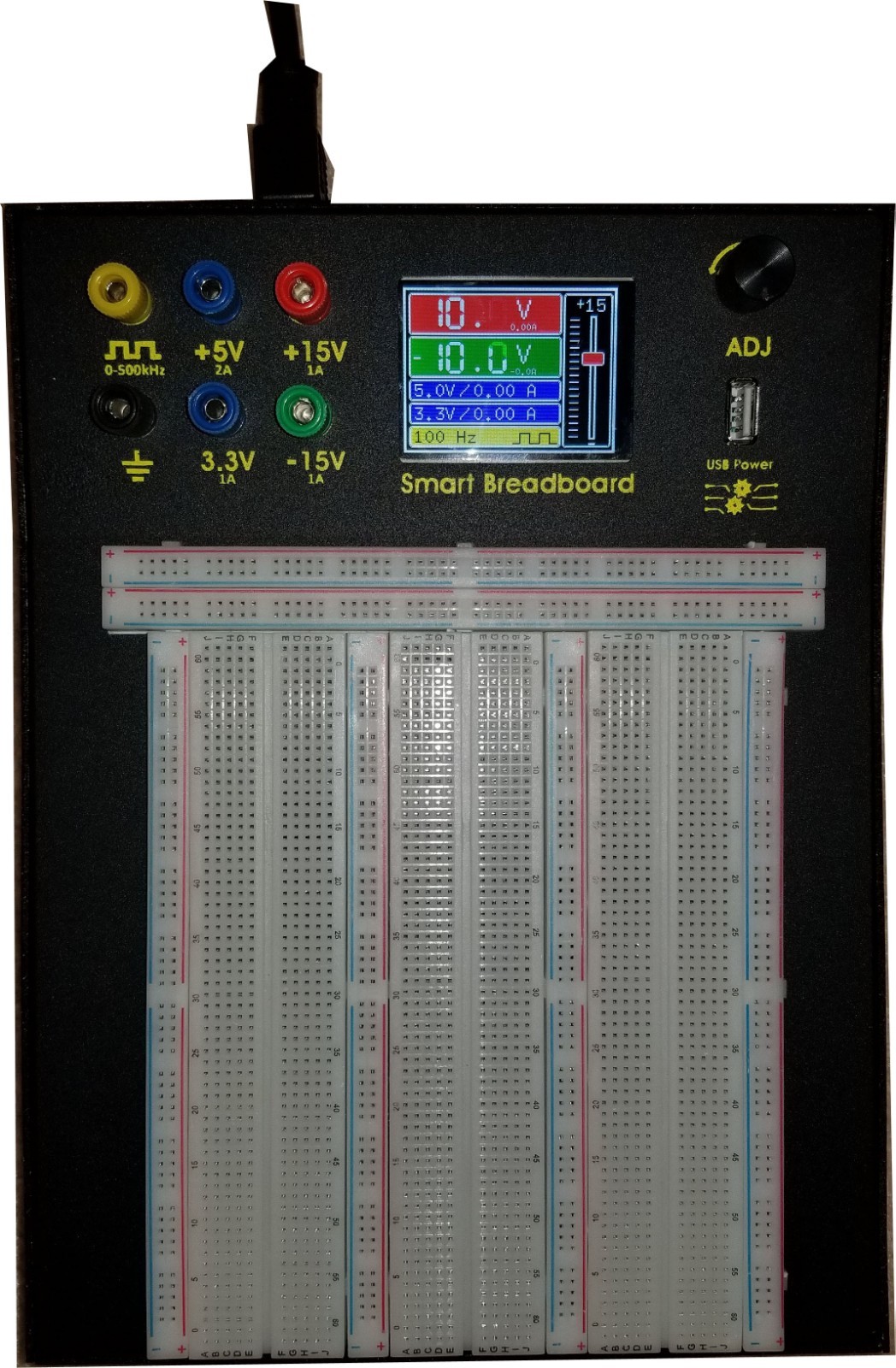 Powered Smart Breadboard, with touchscreen.