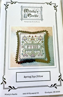 Miladys Needle SPRING PYN PILLOW Cross Stitch Pattern Pin Cushion Keep Hearts