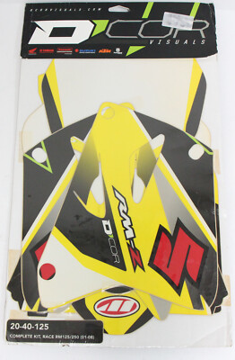 DCOR Visuals Raceline Complete Graphics Kit White/Black/Yellow 20-40-125