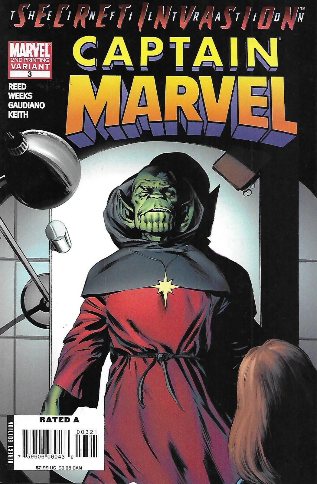Captain Marvel Comic 3 Second Print Variant 2008 Reed Weeks