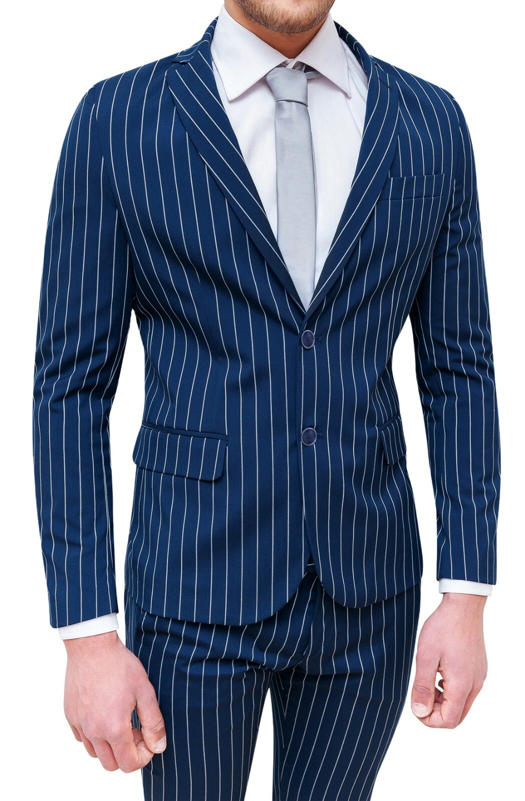 Abito completo uomo estivo blu gessato smoking vestito elegante cerimonia