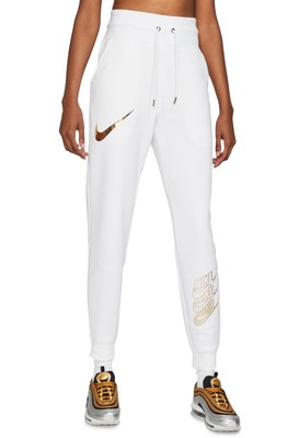 

Женские джоггеры Nike белого цвета/золотого металлика с блеском, White/metallic gold